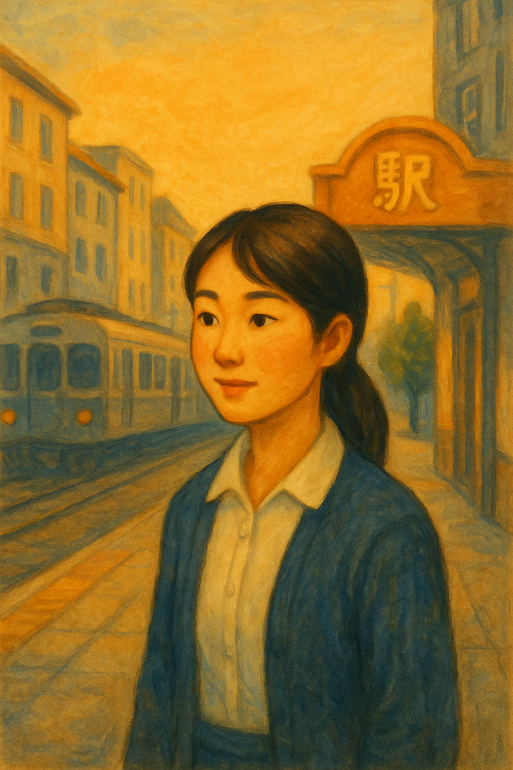 Cover art illustration for A Morning Train Day short story.