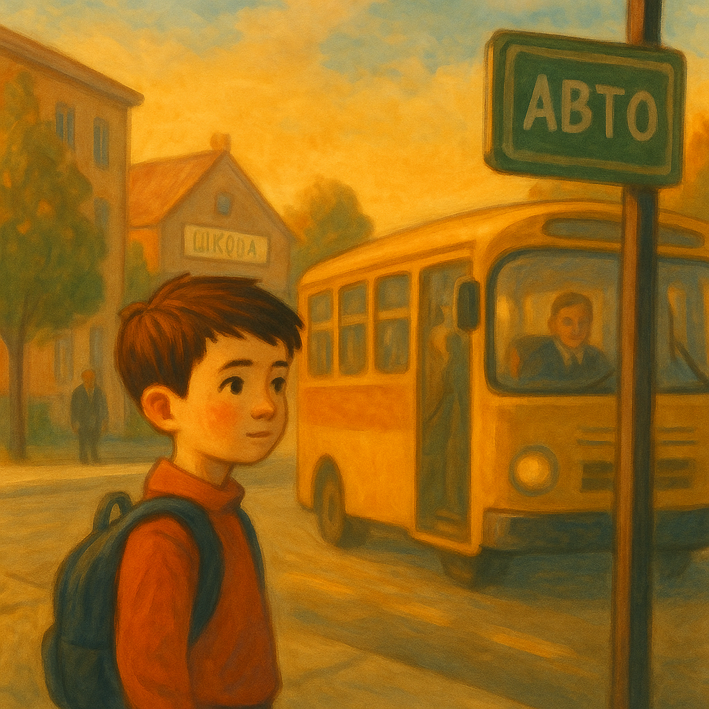 Cover art illustration for A School Morning Bus Ride short story.